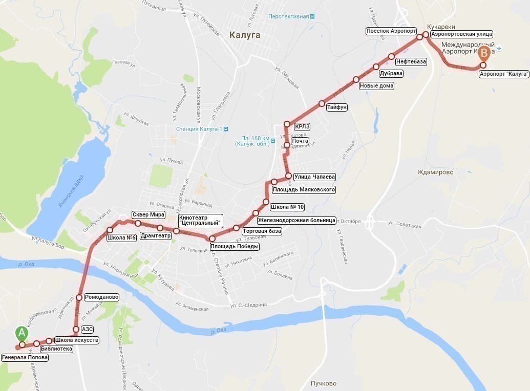 Карта маршрутов автобусов калуга