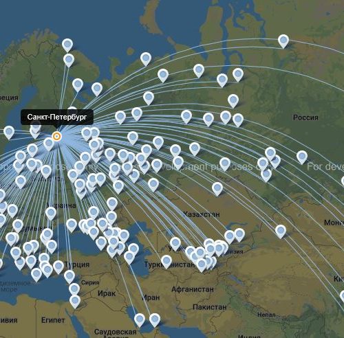 Карта полетов аэропорт пулково